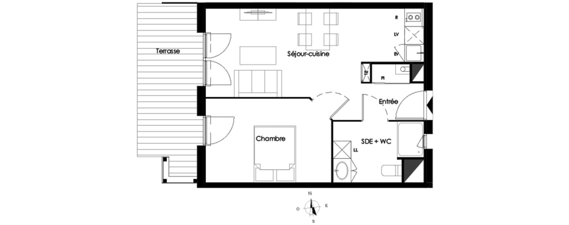 Appartement T2 de 40,91 m2 &agrave; Bassens Le moura
