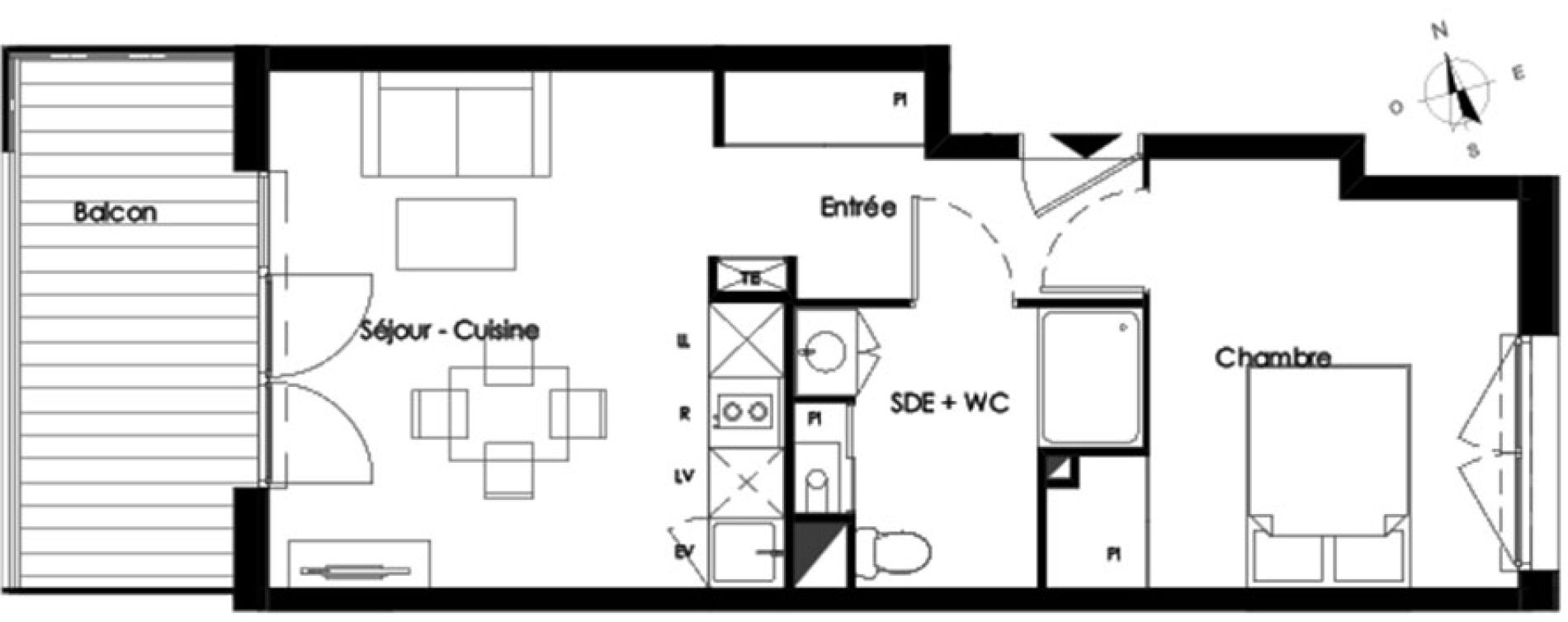 Appartement T2 de 41,23 m2 &agrave; Bassens Le moura