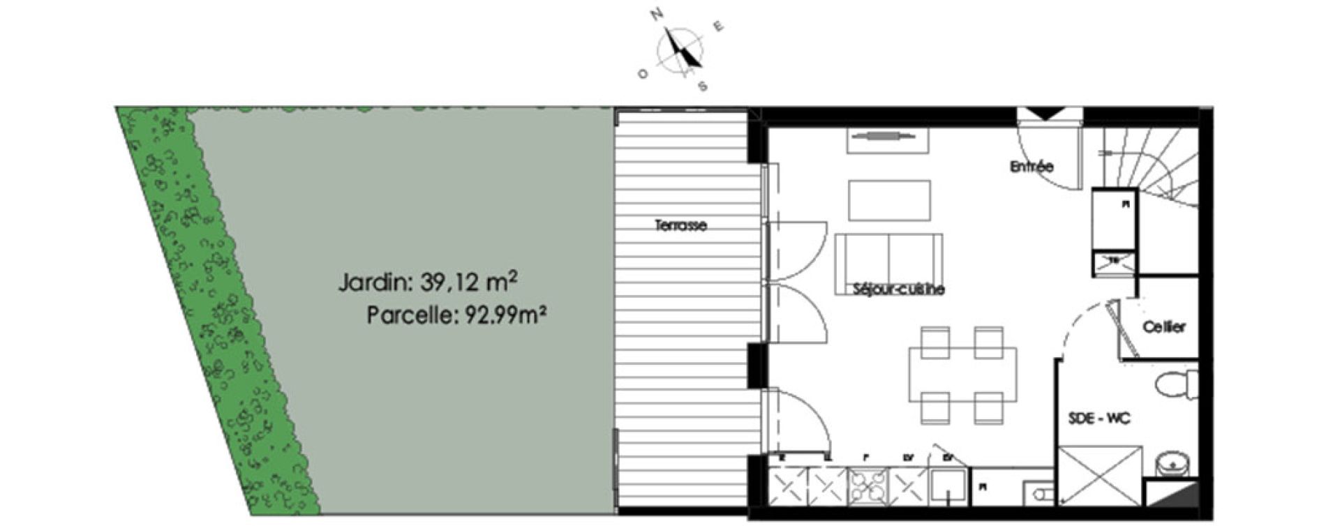 Villa T3 de 64,39 m2 &agrave; Bassens Le moura