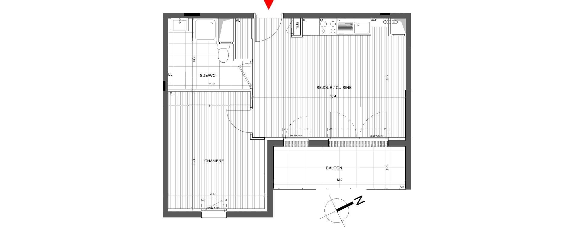 Appartement T2 de 41,47 m2 &agrave; Bassens Centre