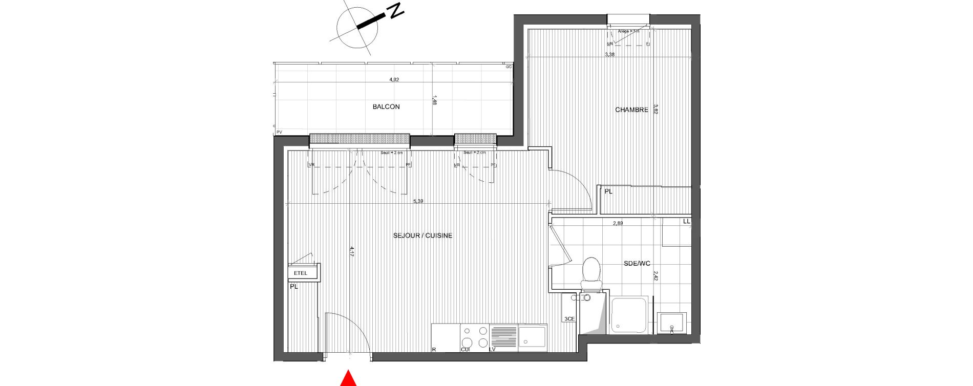 Appartement T2 de 41,05 m2 &agrave; Bassens Centre