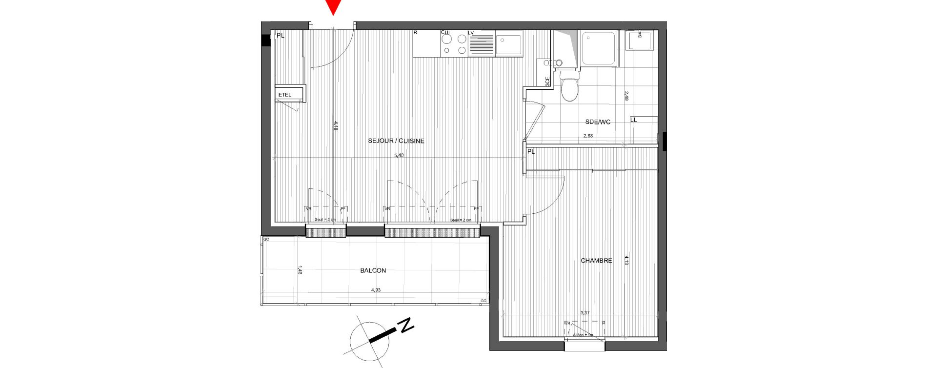 Appartement T2 de 42,01 m2 &agrave; Bassens Centre