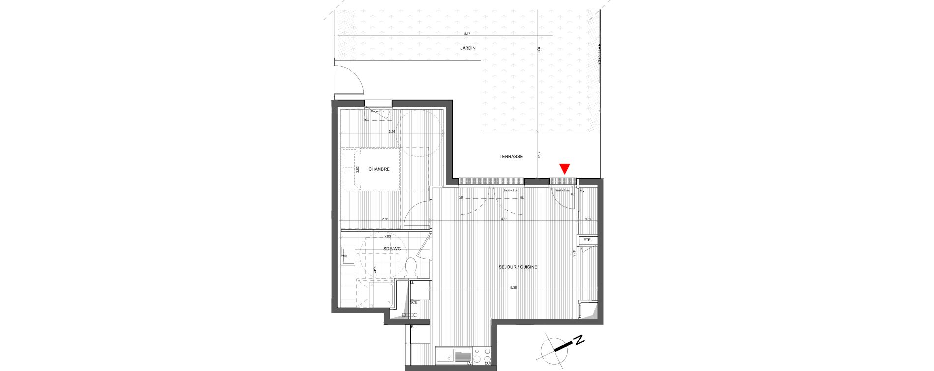 Appartement T2 de 43,78 m2 &agrave; Bassens Centre