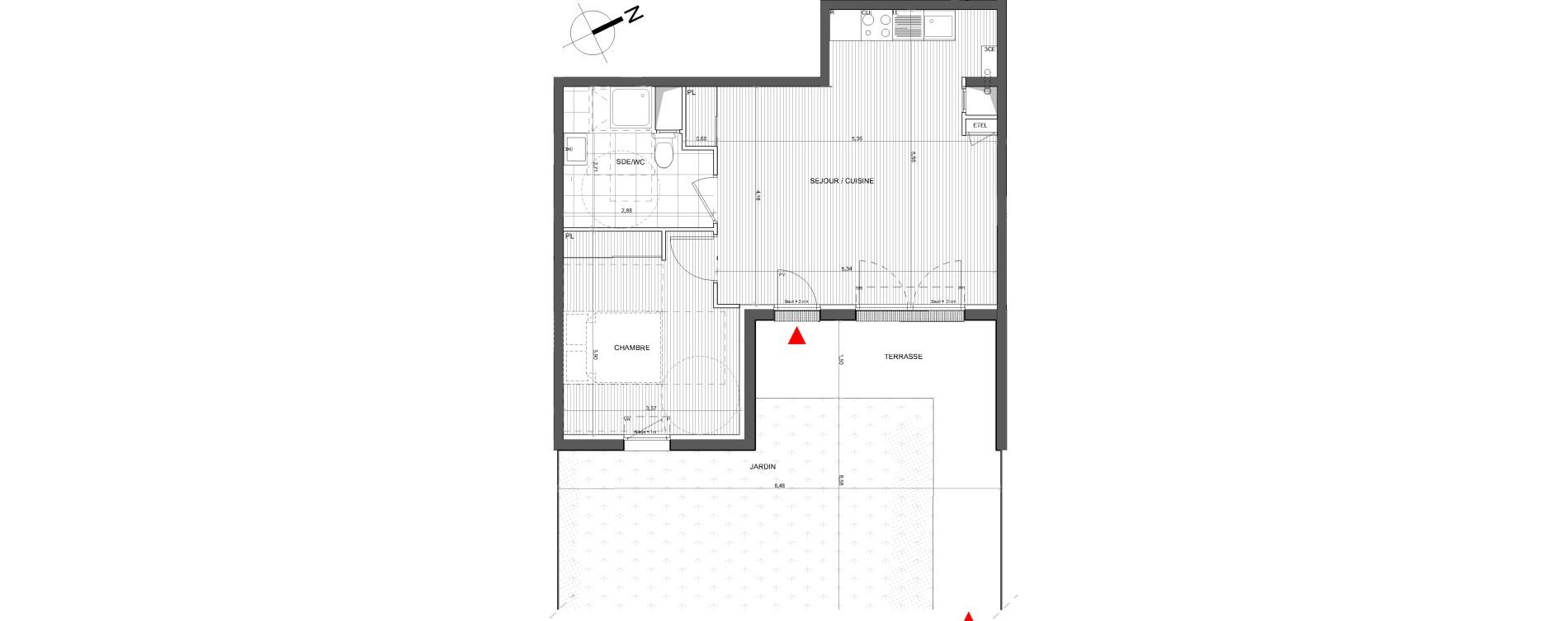 Appartement T2 de 46,11 m2 &agrave; Bassens Centre
