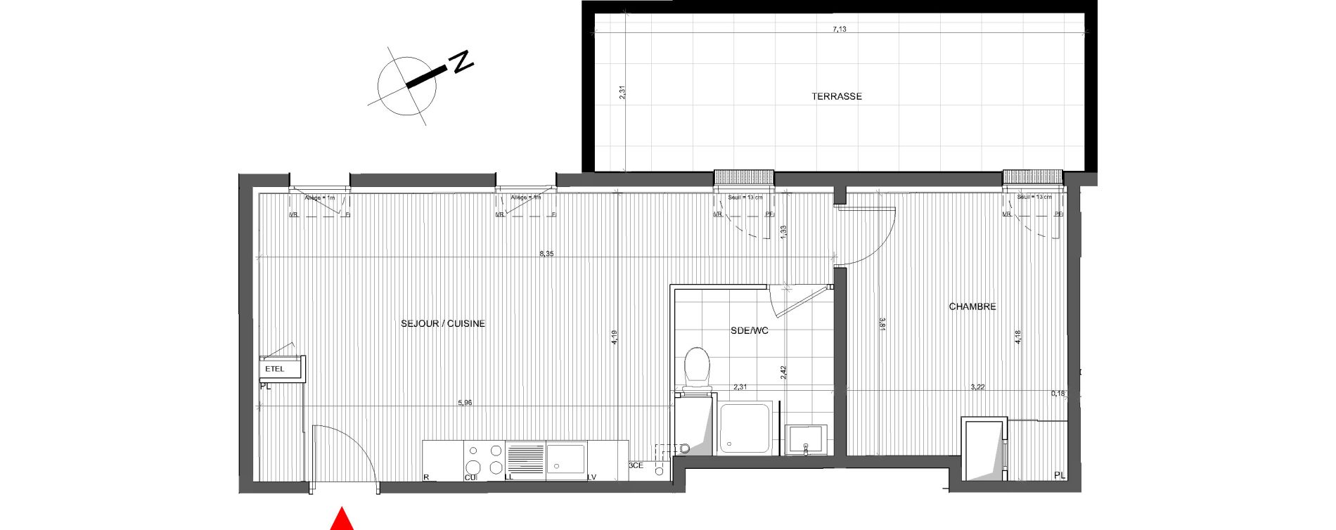 Appartement T2 de 45,12 m2 &agrave; Bassens Centre