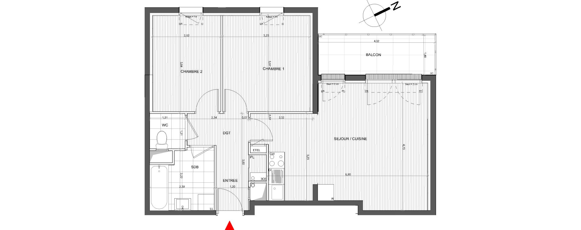 Appartement T3 de 58,58 m2 &agrave; Bassens Centre