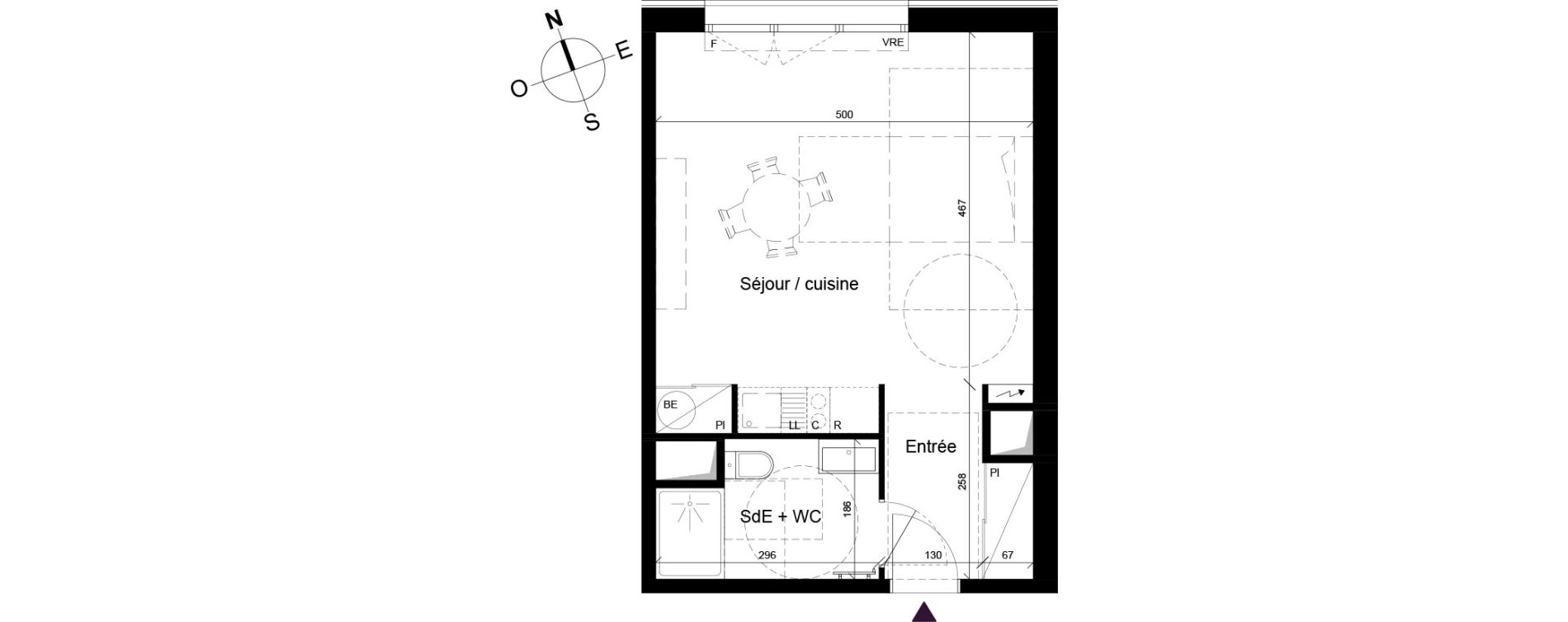 Appartement T1 de 34,50 m2 &agrave; B&egrave;gles Birambits