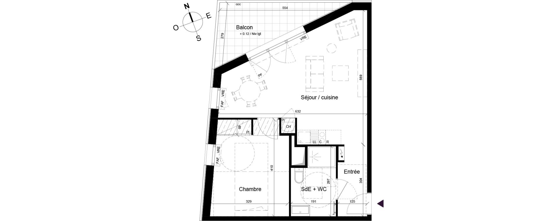 Appartement T2 de 46,00 m2 &agrave; B&egrave;gles Birambits