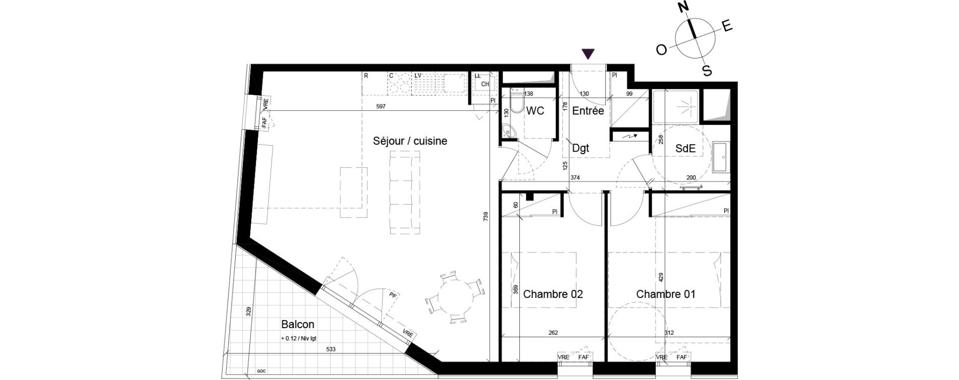 Appartement T3 de 77,40 m2 &agrave; B&egrave;gles Birambits