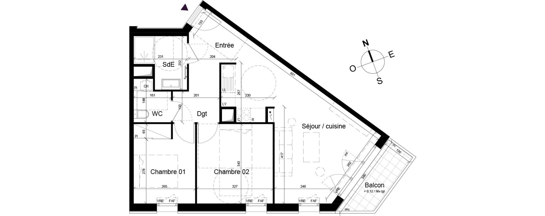 Appartement T3 de 60,10 m2 &agrave; B&egrave;gles Birambits