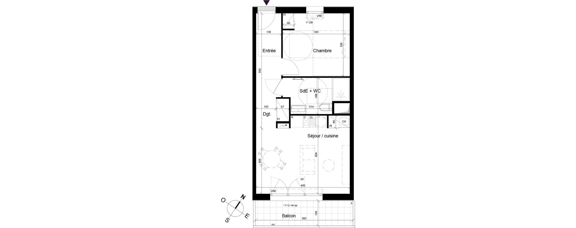 Appartement T2 de 43,10 m2 &agrave; B&egrave;gles Birambits