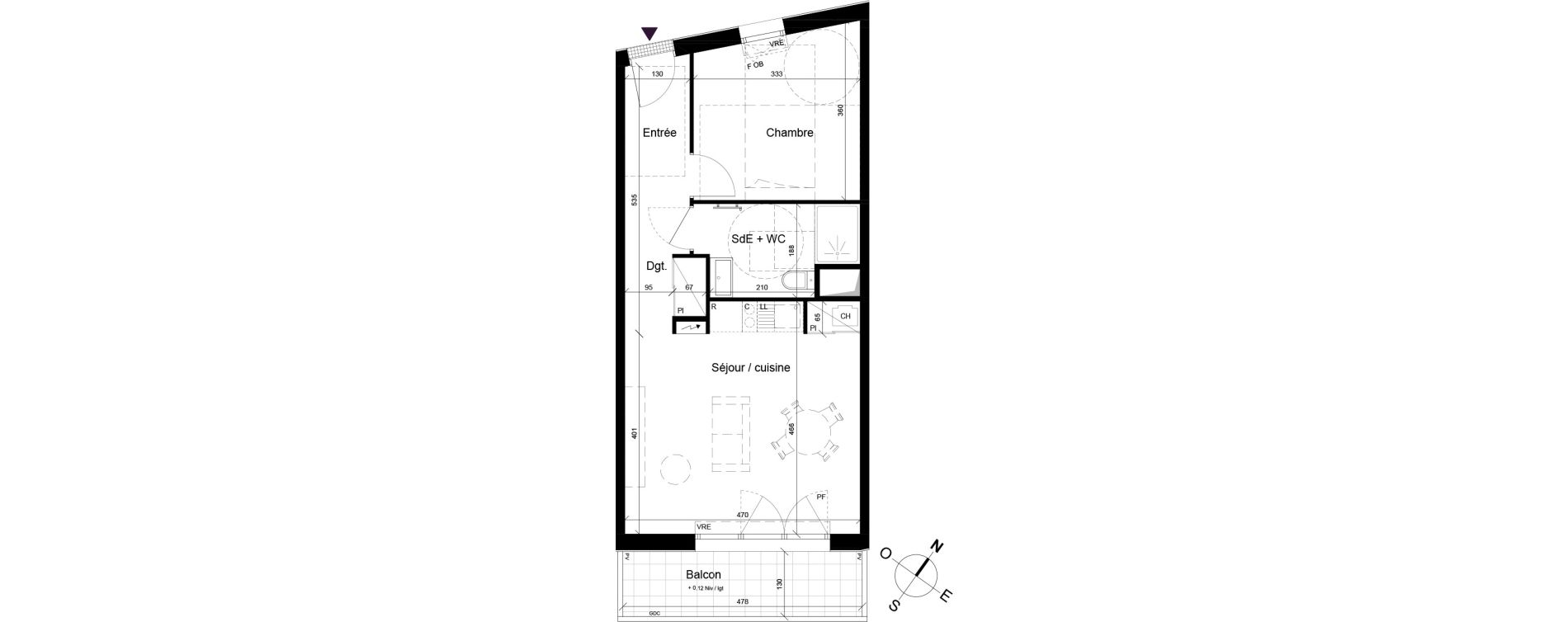 Appartement T2 de 44,50 m2 &agrave; B&egrave;gles Birambits