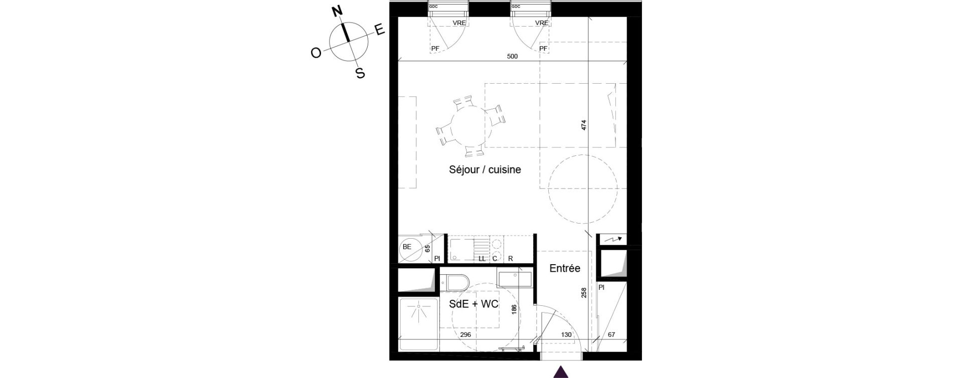 Appartement T1 de 34,90 m2 &agrave; B&egrave;gles Birambits