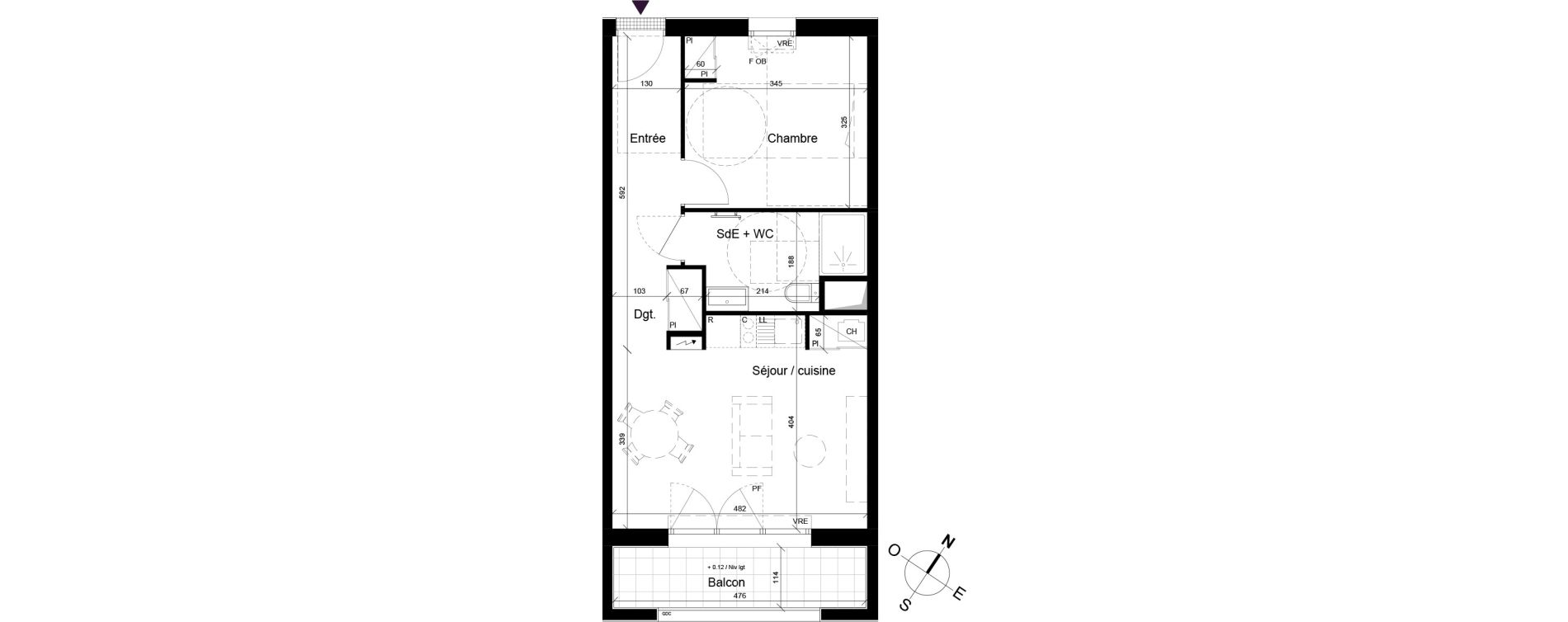 Appartement T2 de 43,10 m2 &agrave; B&egrave;gles Birambits