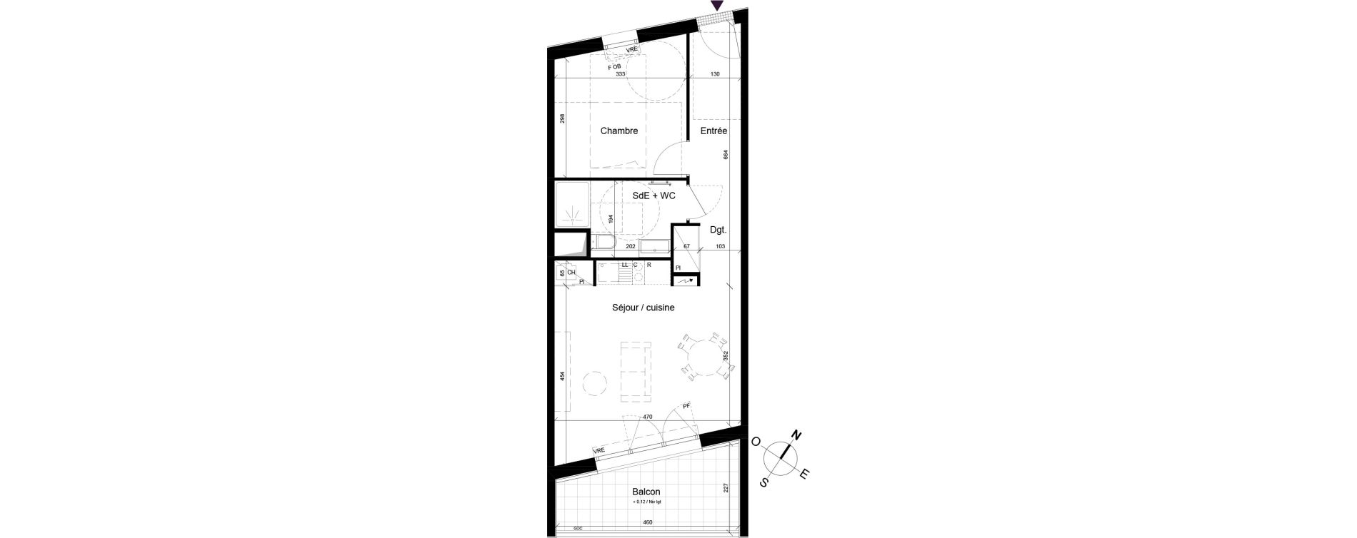 Appartement T2 de 46,20 m2 &agrave; B&egrave;gles Birambits