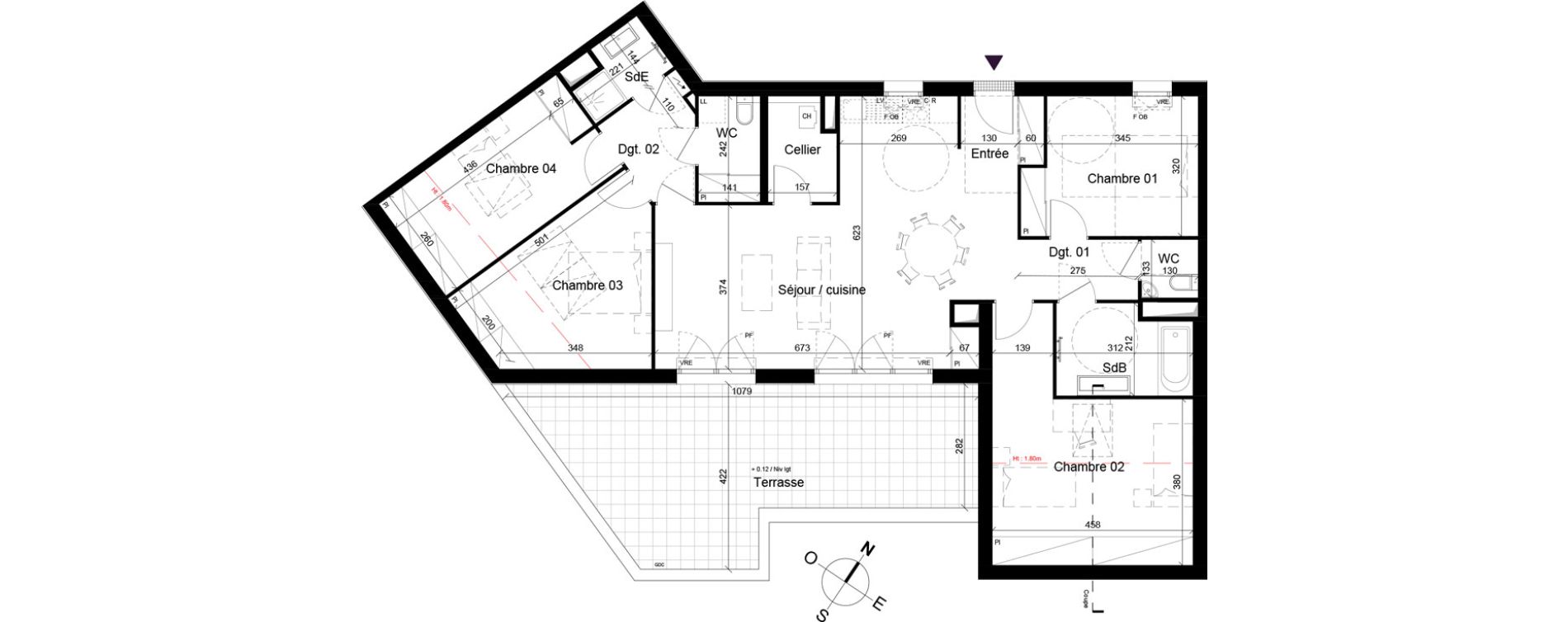 Appartement T5 de 107,10 m2 &agrave; B&egrave;gles Birambits