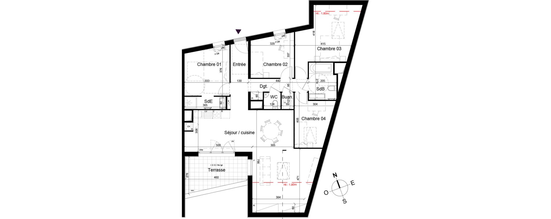 Appartement T5 de 103,50 m2 &agrave; B&egrave;gles Birambits