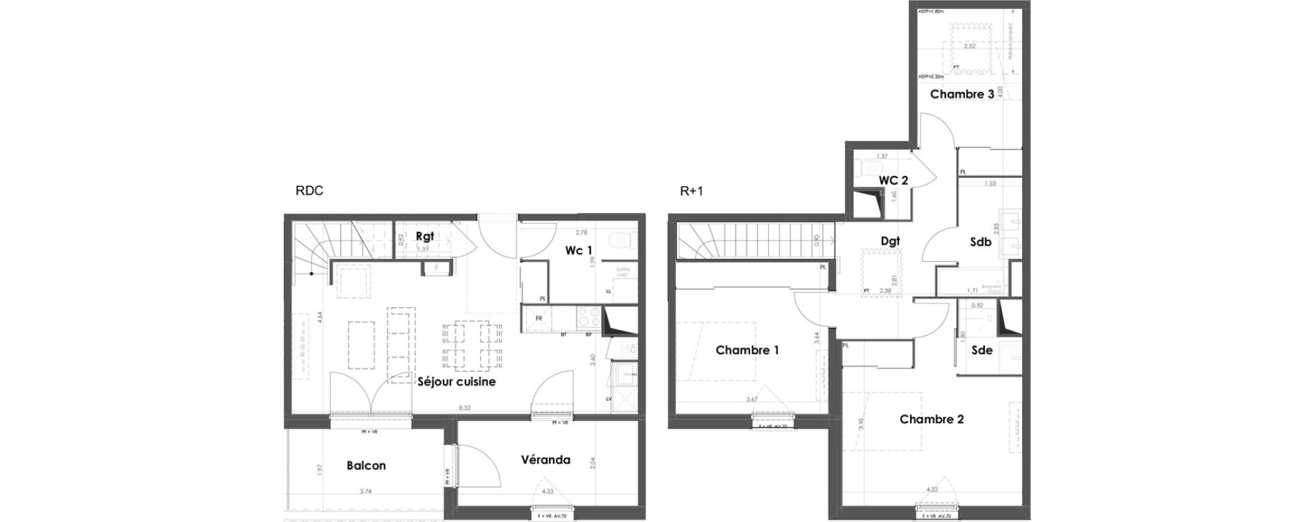 Duplex T4 de 99,55 m2 &agrave; B&egrave;gles Birambits