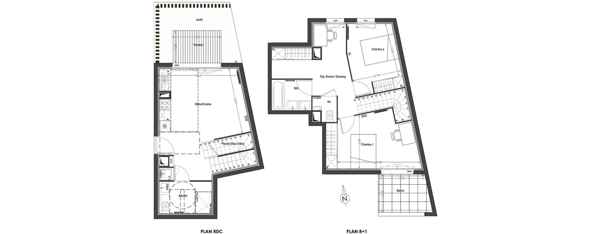 Duplex T3 de 73,71 m2 &agrave; B&egrave;gles Birambits