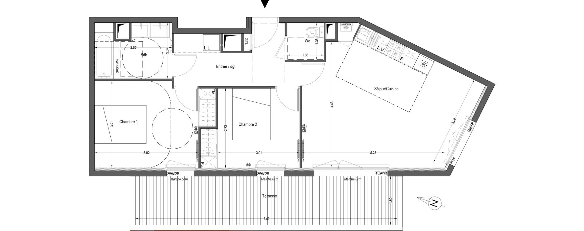 Appartement T3 de 64,83 m2 &agrave; B&egrave;gles Birambits