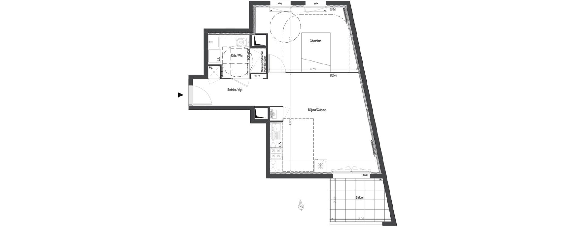 Appartement T2 de 46,98 m2 &agrave; B&egrave;gles Birambits