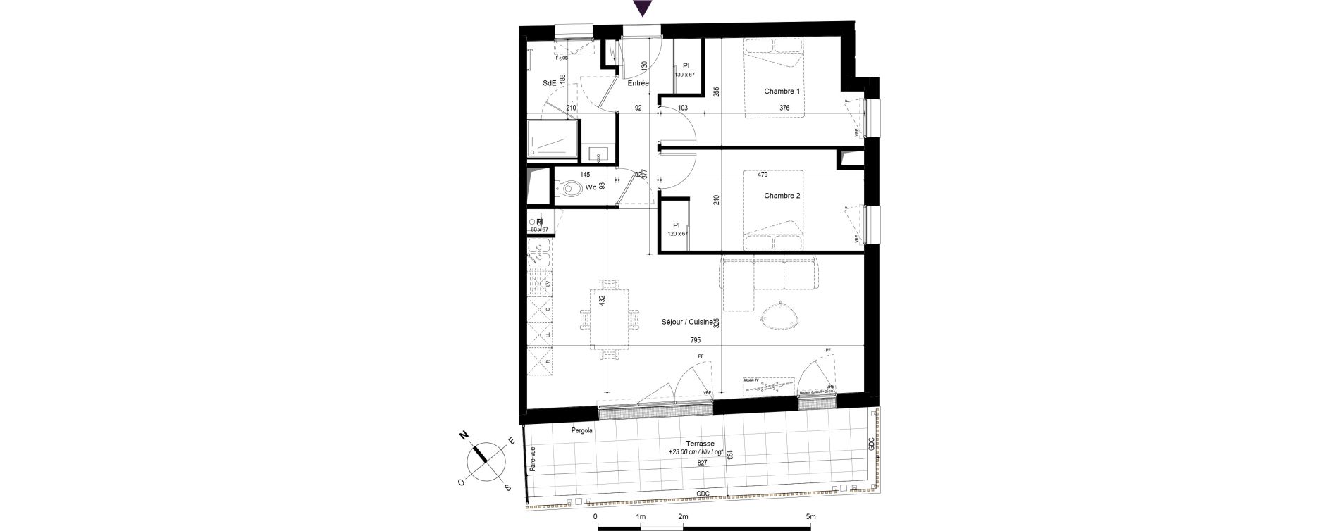 Appartement T3 de 64,02 m2 &agrave; B&egrave;gles Birambits