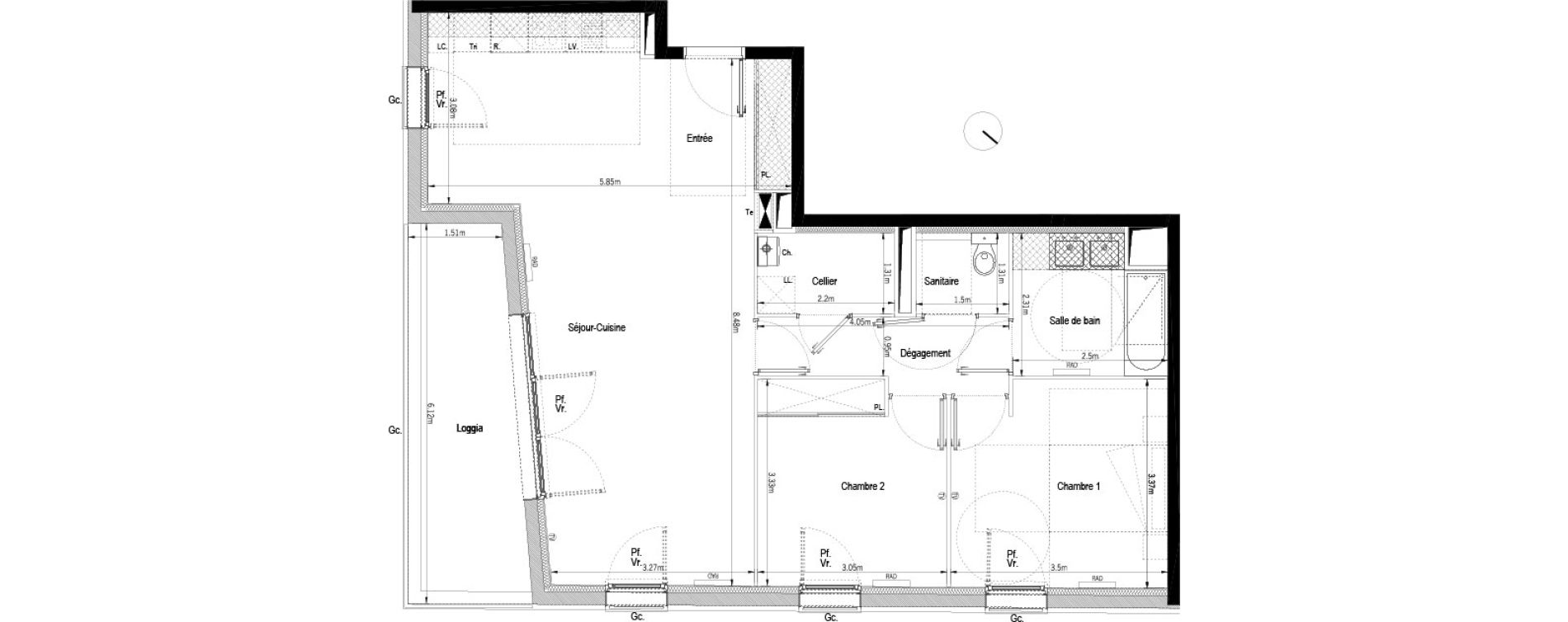 Appartement T3 de 73,58 m2 &agrave; B&egrave;gles Dorat - verduc