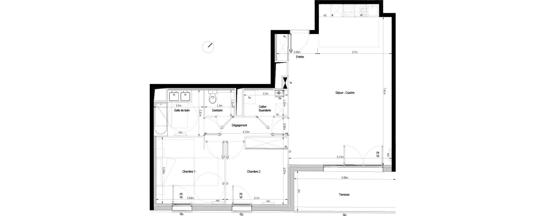 Appartement T3 de 75,55 m2 &agrave; B&egrave;gles Dorat - verduc