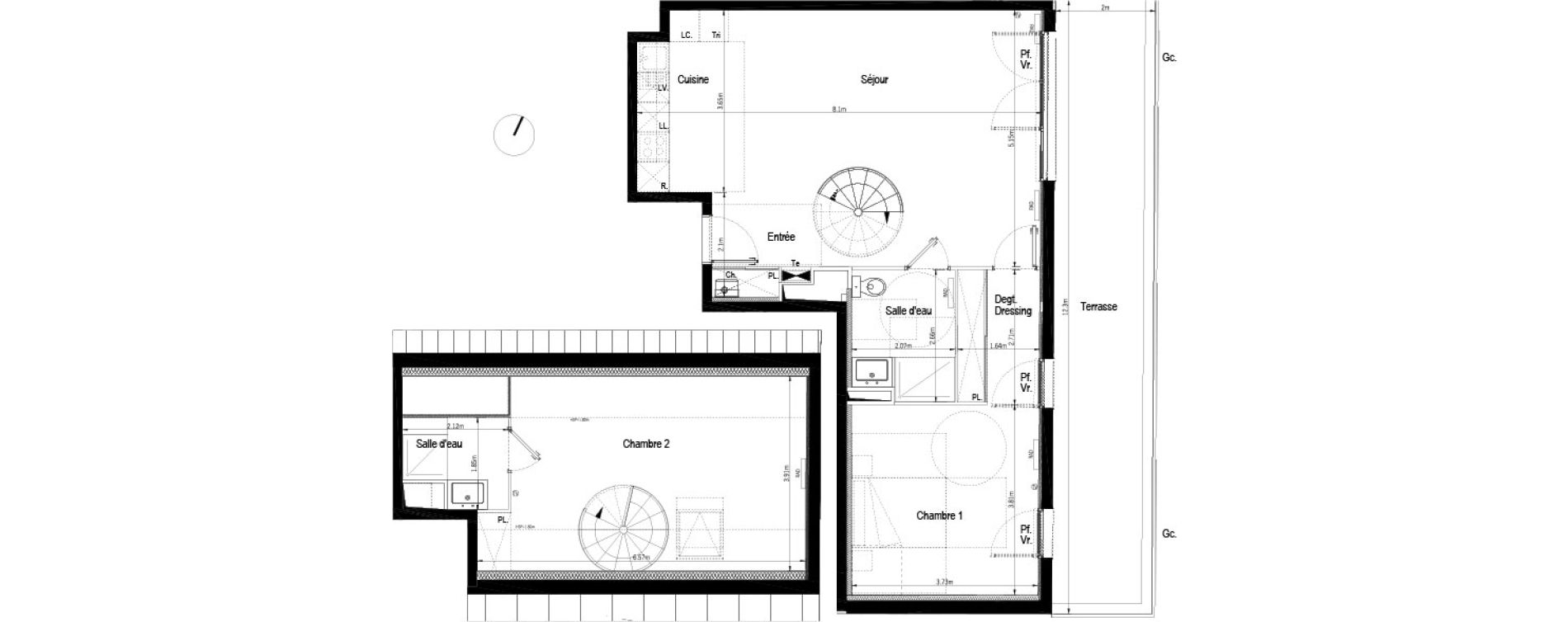 Duplex T3 de 78,27 m2 &agrave; B&egrave;gles Dorat - verduc