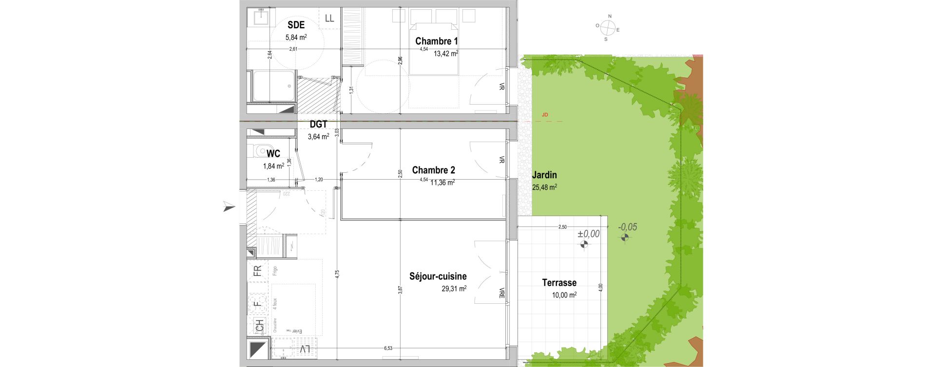Appartement T3 de 65,41 m2 &agrave; B&egrave;gles Sembat
