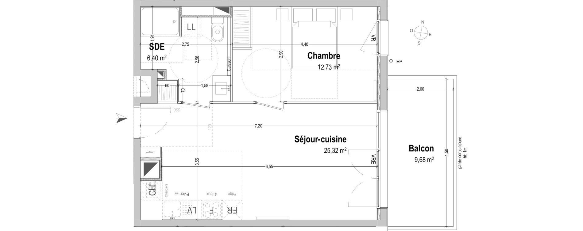Appartement T2 de 44,45 m2 &agrave; B&egrave;gles Sembat