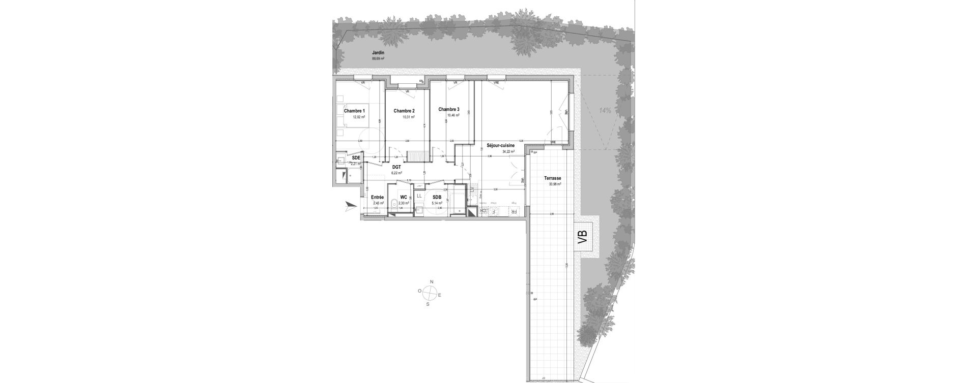 Appartement T4 de 85,33 m2 &agrave; B&egrave;gles Sembat