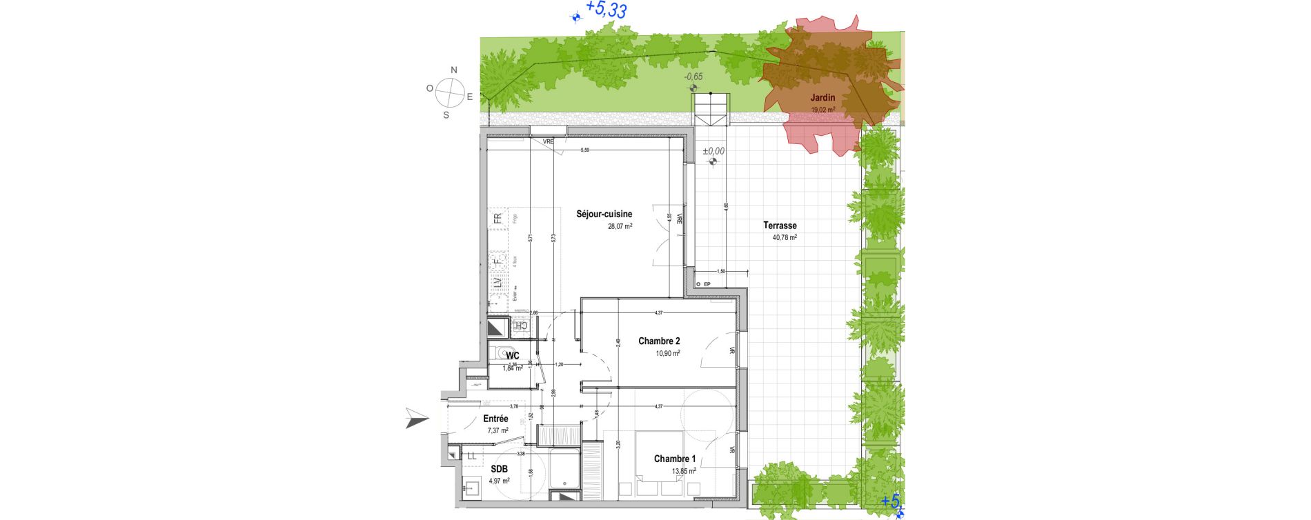 Appartement T3 de 67,00 m2 &agrave; B&egrave;gles Sembat