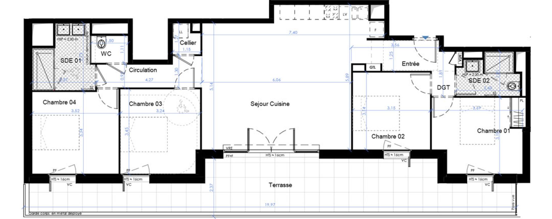 Appartement T5 de 101,51 m2 &agrave; B&egrave;gles Sembat