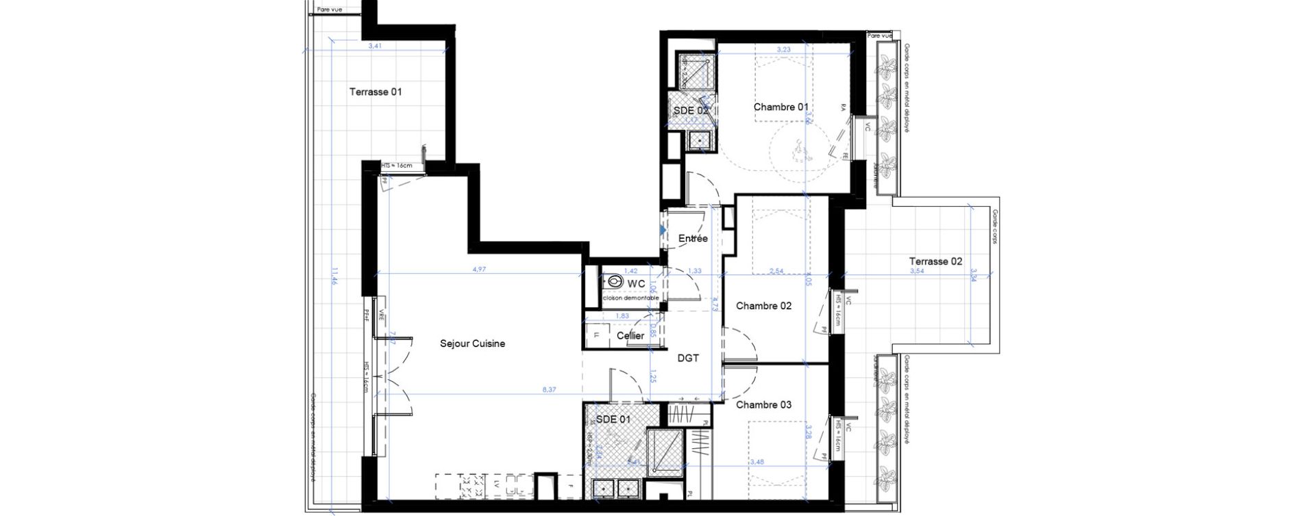 Appartement T4 de 86,24 m2 &agrave; B&egrave;gles Sembat