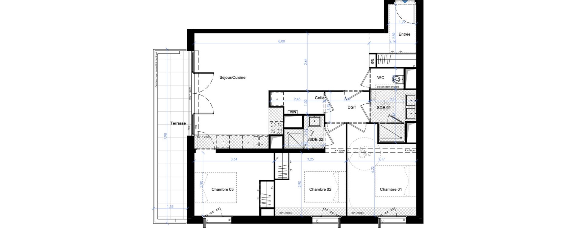 Appartement T4 de 81,54 m2 &agrave; B&egrave;gles Sembat