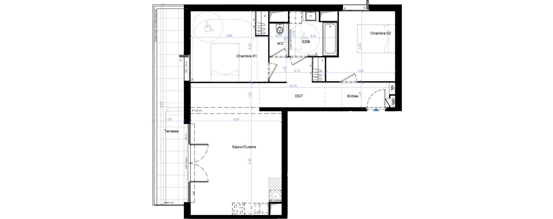 Appartement T3 de 70,12 m2 &agrave; B&egrave;gles Sembat