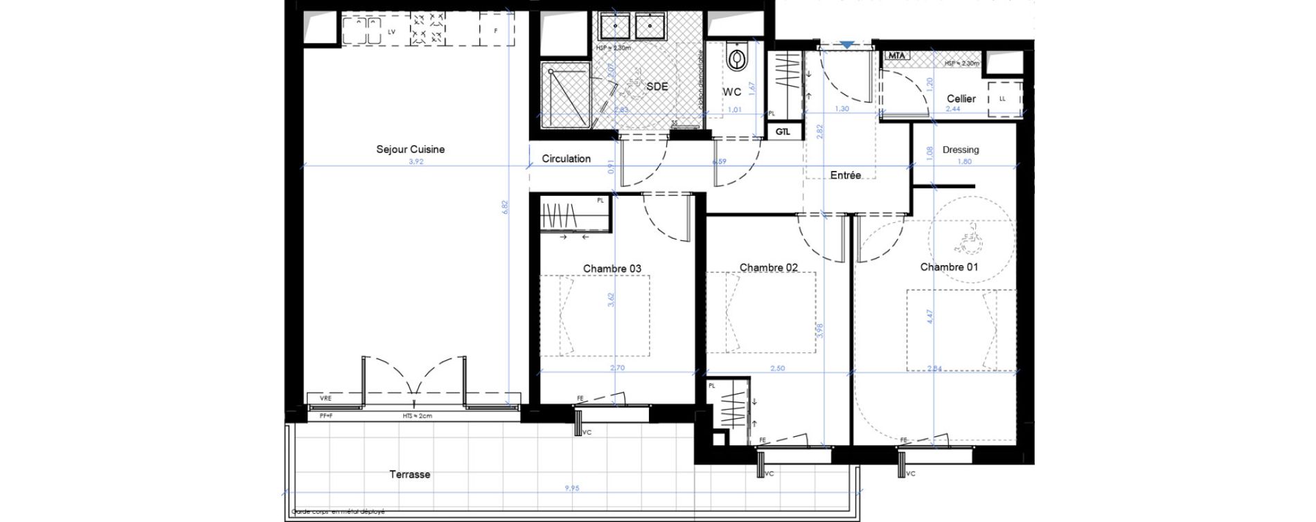 Appartement T4 de 79,39 m2 &agrave; B&egrave;gles Sembat