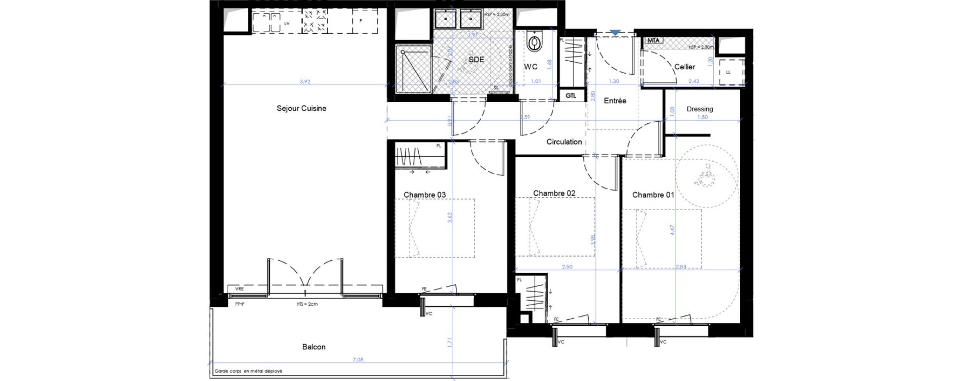 Appartement T4 de 79,33 m2 &agrave; B&egrave;gles Sembat