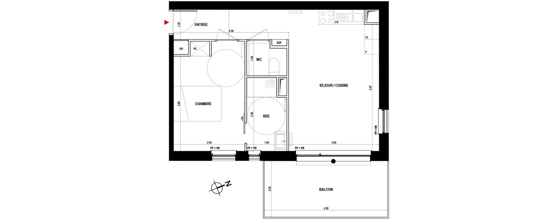 Appartement T2 de 44,10 m2 &agrave; B&egrave;gles Paty monmousseau