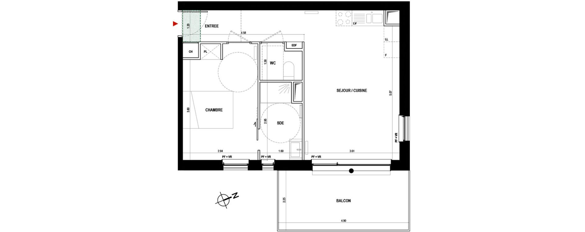 Appartement T2 de 44,10 m2 &agrave; B&egrave;gles Paty monmousseau