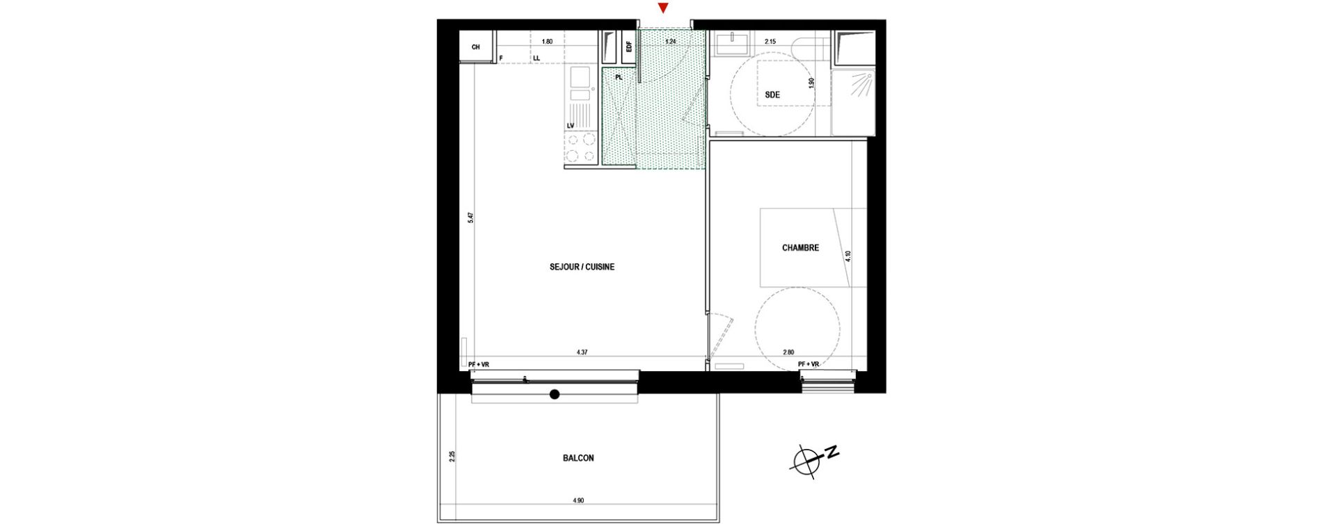 Appartement T2 de 42,00 m2 &agrave; B&egrave;gles Paty monmousseau