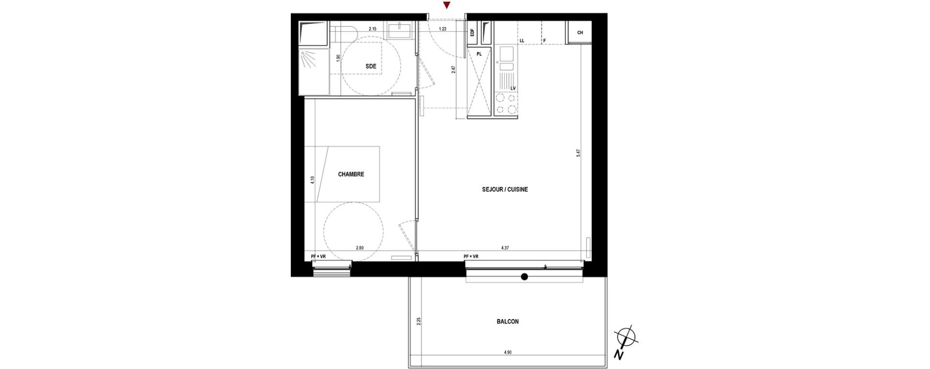 Appartement T2 de 42,00 m2 à Bègles Paty monmousseau