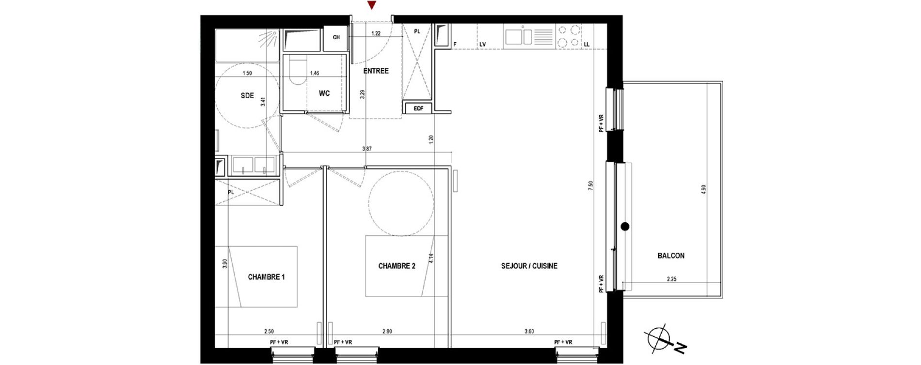 Appartement T3 de 64,30 m2 &agrave; B&egrave;gles Paty monmousseau