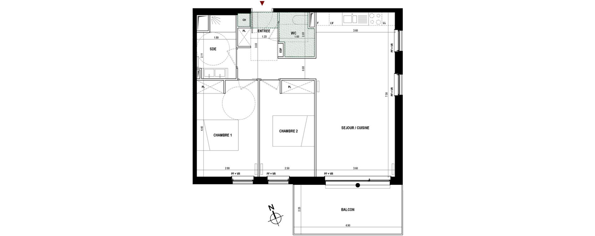 Appartement T3 de 64,60 m2 à Bègles Paty monmousseau