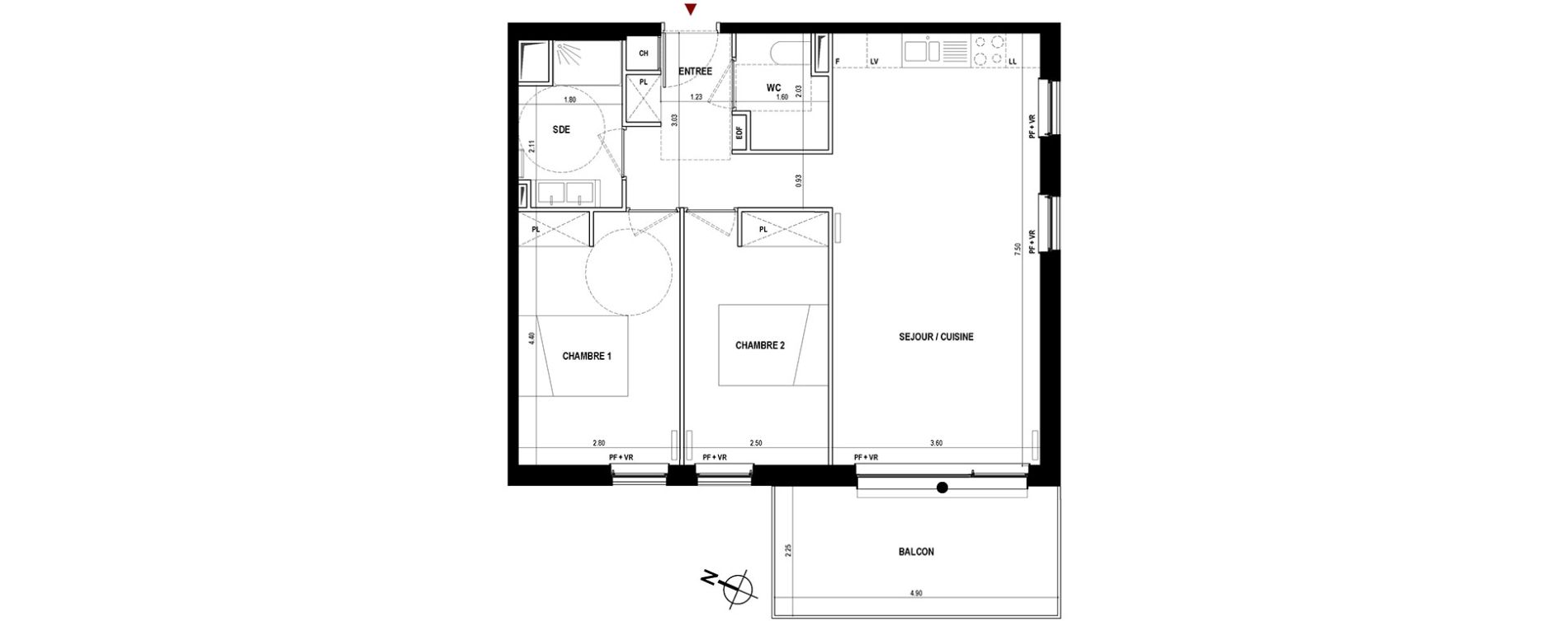 Appartement T3 de 64,60 m2 &agrave; B&egrave;gles Paty monmousseau