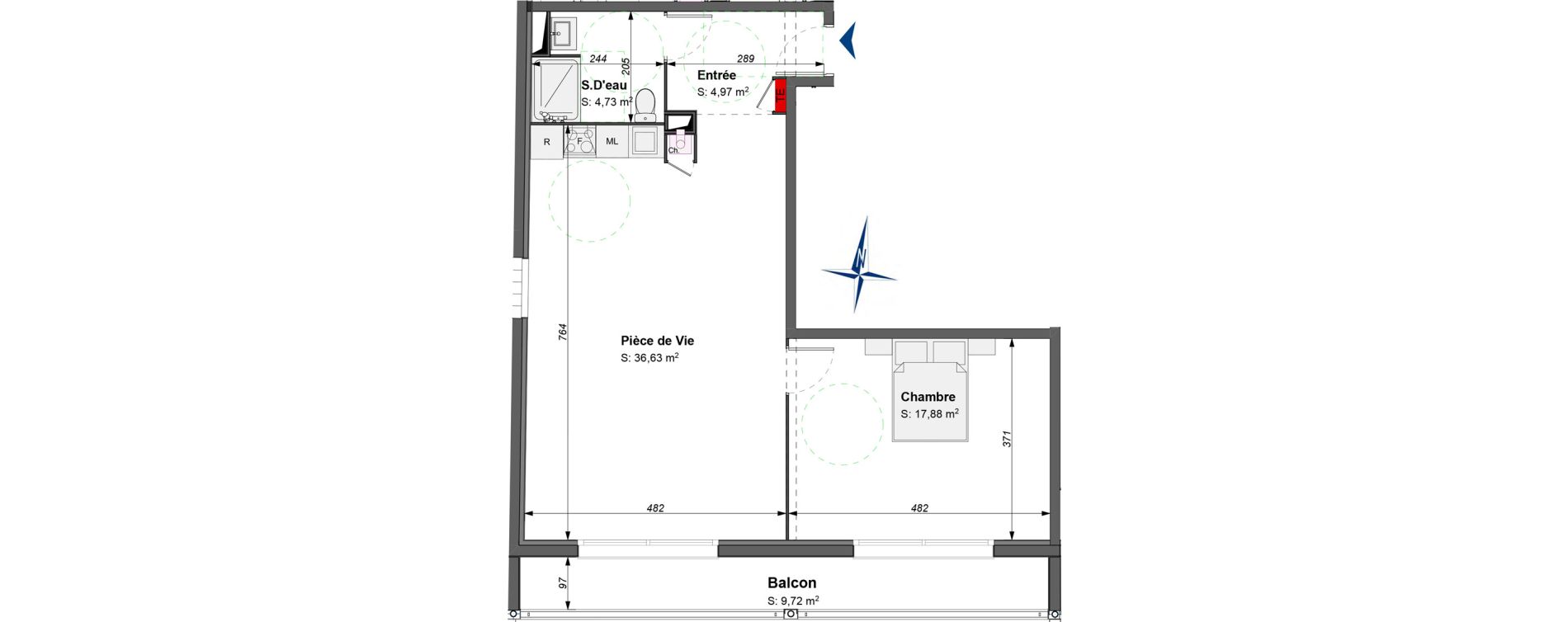 Appartement T2 bis de 64,21 m2 &agrave; B&egrave;gles La raze