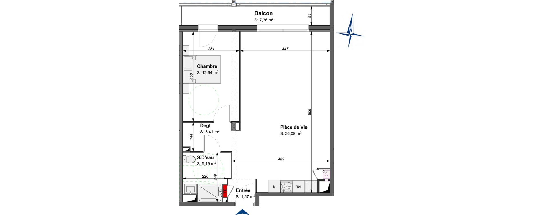 Appartement T2 bis de 58,90 m2 &agrave; B&egrave;gles La raze