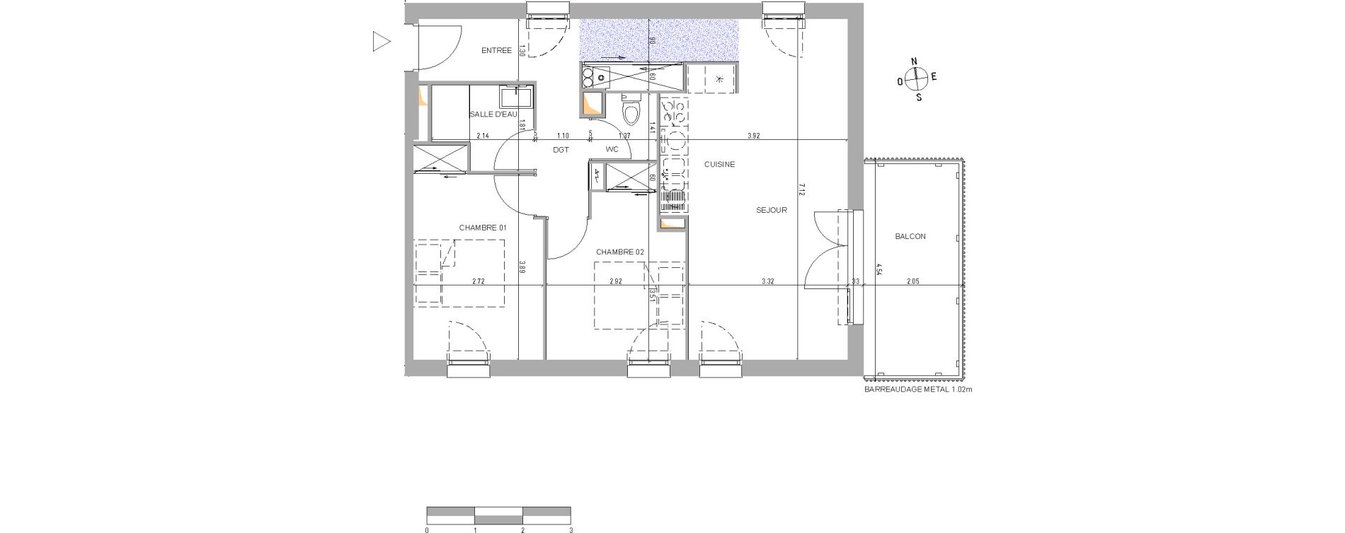 Appartement T3 de 60,84 m2 &agrave; Belin-B&eacute;liet Centre