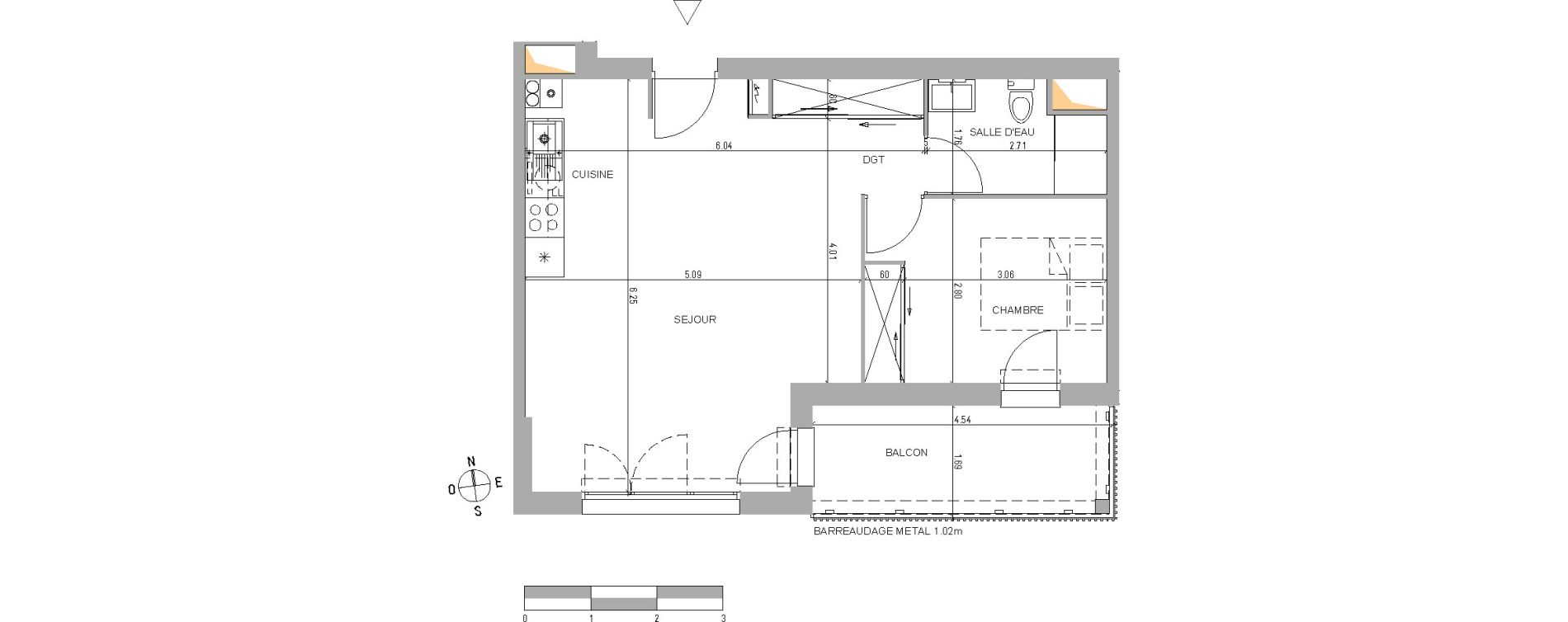 Appartement T2 de 45,84 m2 &agrave; Belin-B&eacute;liet Centre